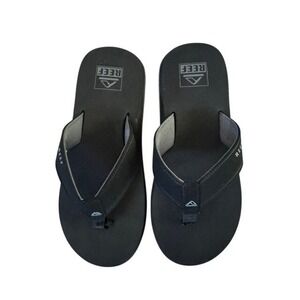 NWOT Reef Fanning Mens Black Grey Flip Flop Sandals Size 9